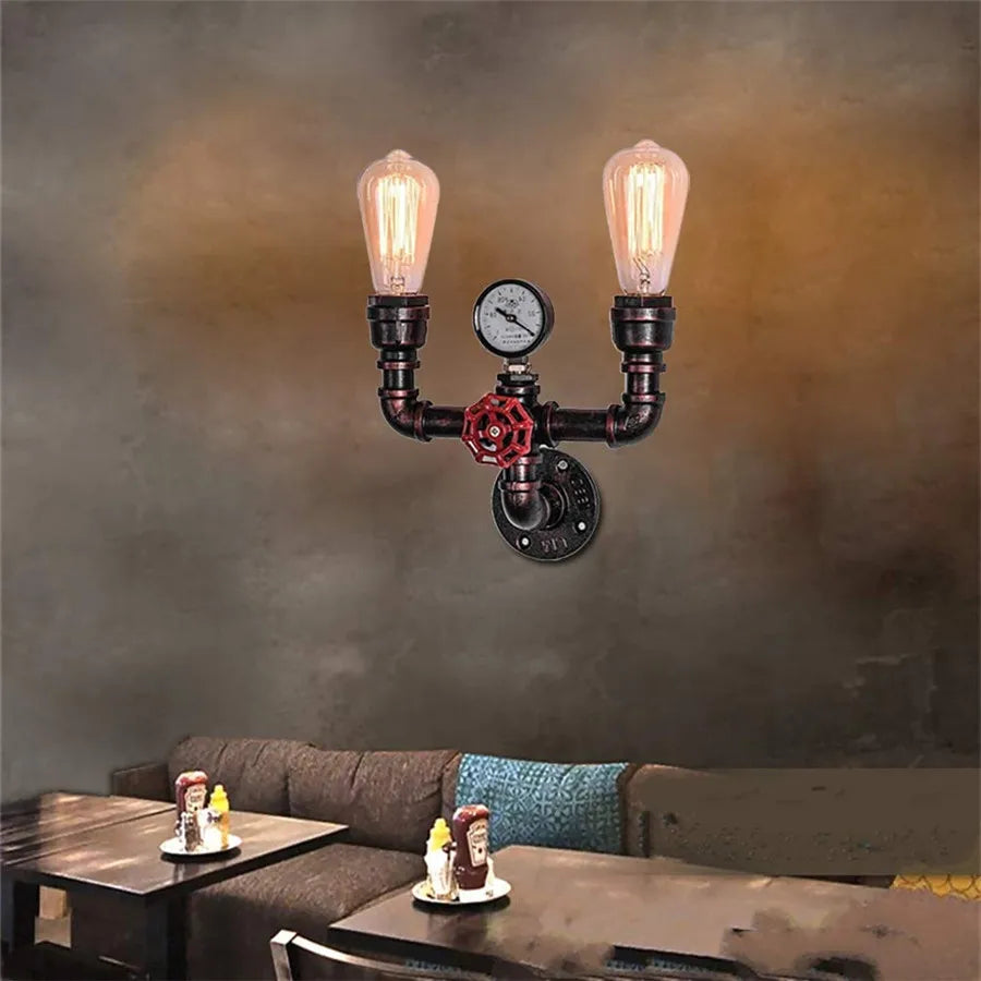 Steampunk Double Water Pipe Lamp Design