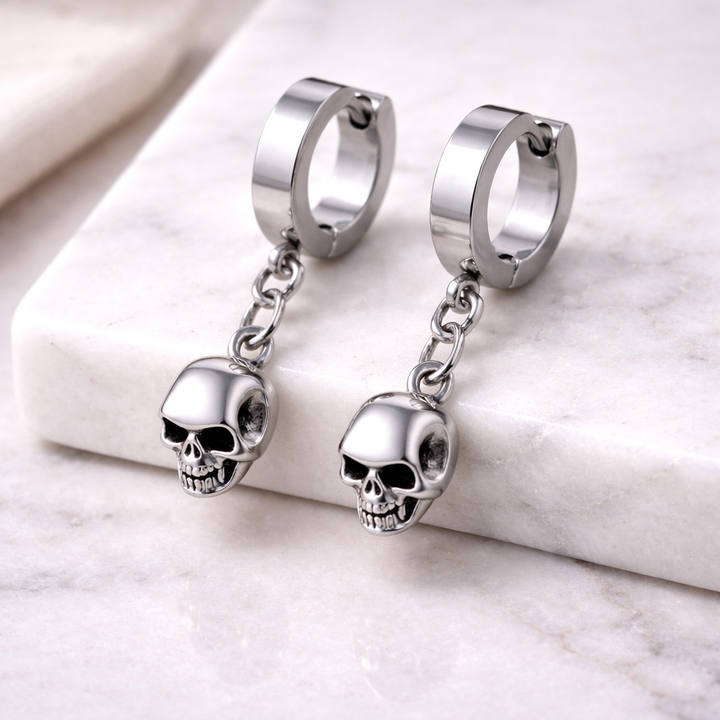 Steampunk Earrings with Pendant Skulls