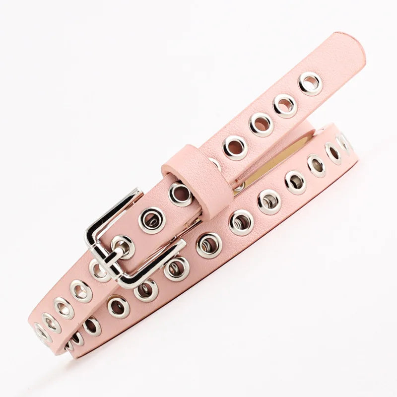 Steampunk Eyelet Belt Pink