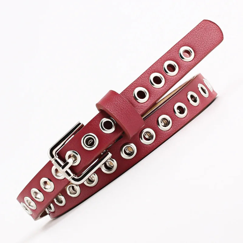 Steampunk Eyelet Belt Red