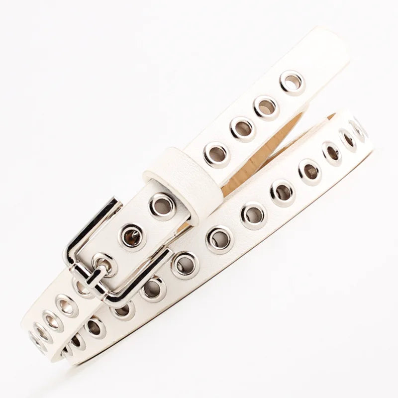 Steampunk Eyelet Belt White