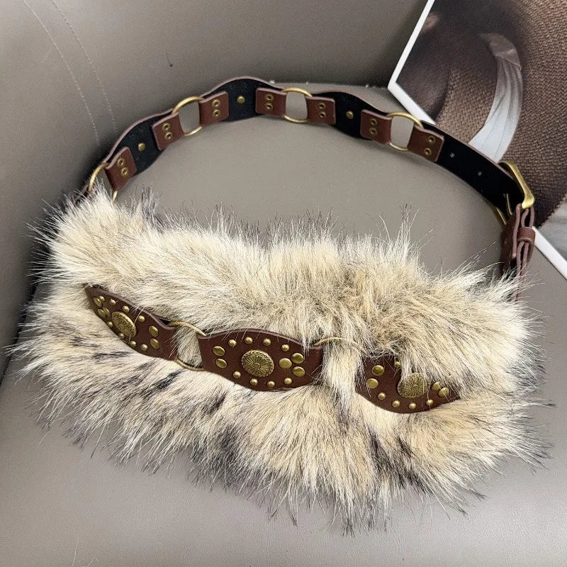 Steampunk Faux Fur Belt