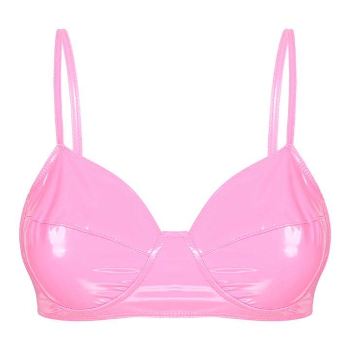 Steampunk Faux Leather Bra Pink
