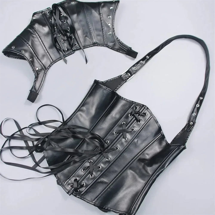 Steampunk Faux Leather Corset fitted
