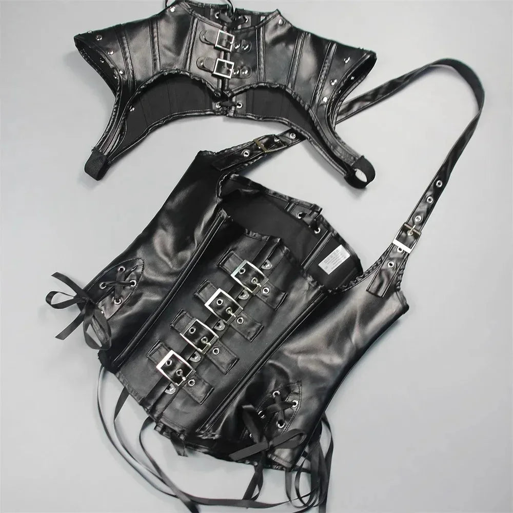 Steampunk Faux Leather Corset gothic