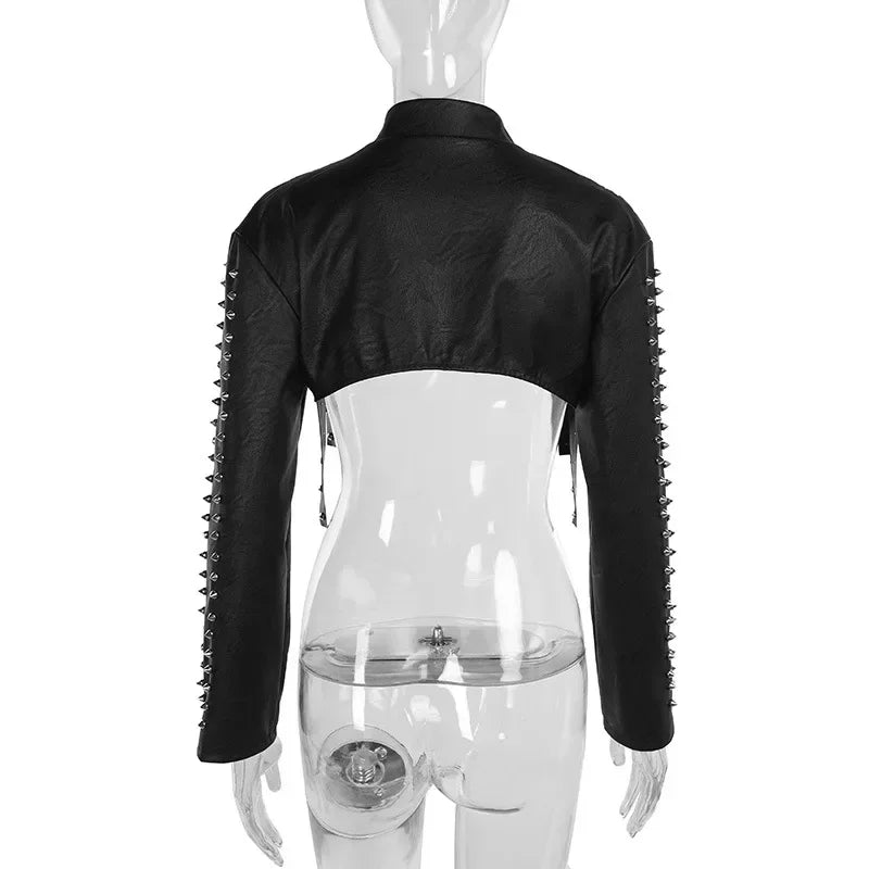 Steampunk Faux Leather Crop Jacket bold