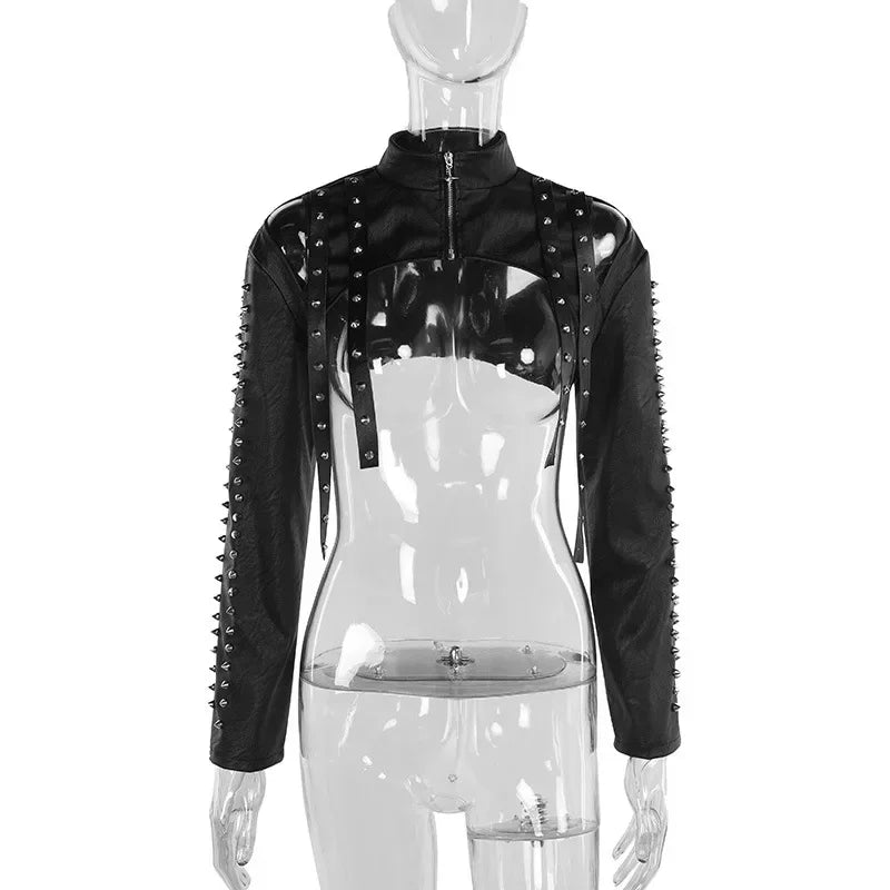 Steampunk Faux Leather Crop Jacket chic