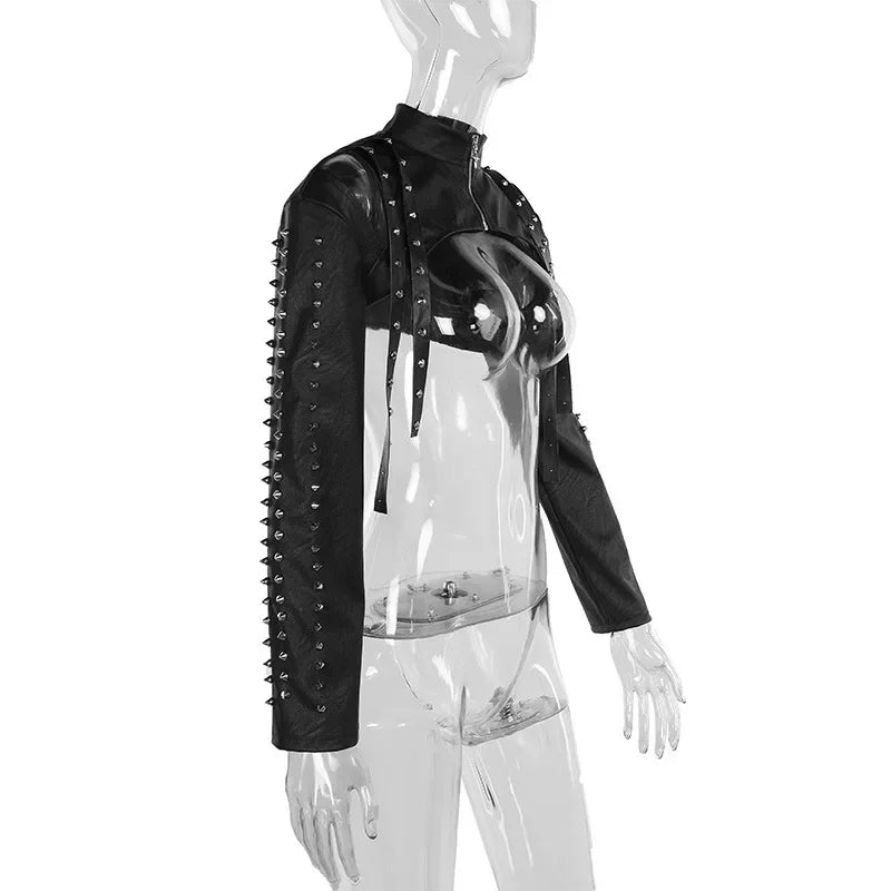Steampunk Faux Leather Crop Jacket modern