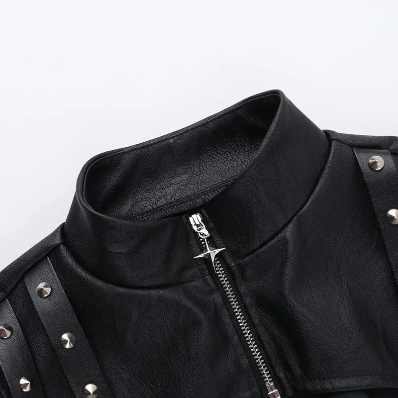 Steampunk Faux Leather Crop Jacket sleek