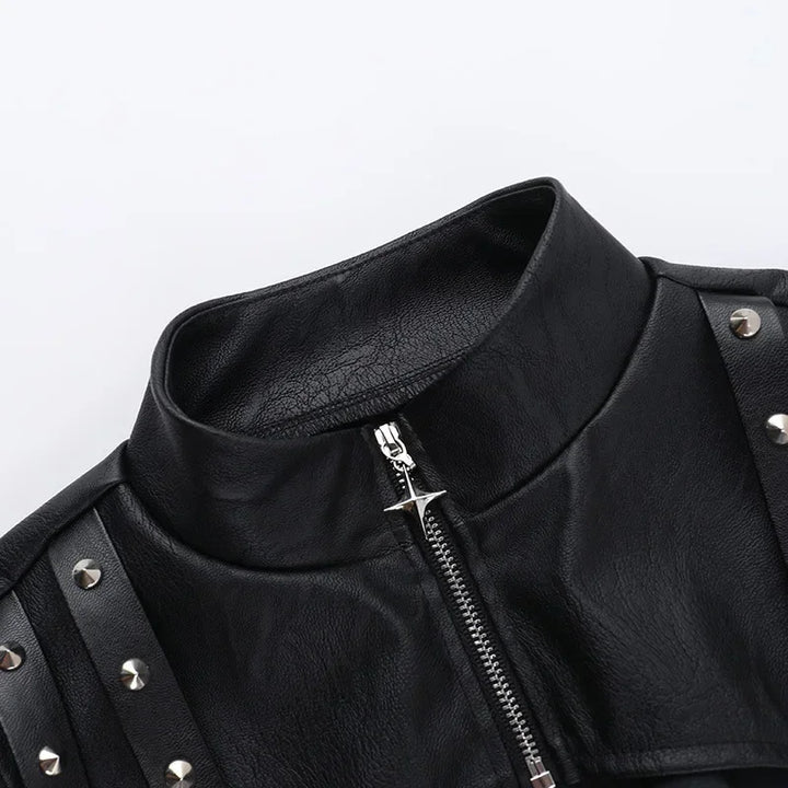 Steampunk Faux Leather Crop Jacket sleek