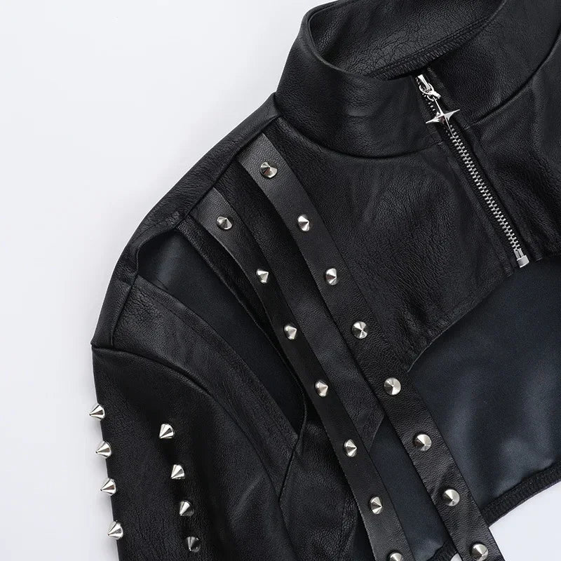 Steampunk Faux Leather Crop Jacket vintage