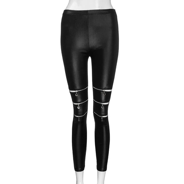 Steampunk Faux Leather Leggings Design Fashion
