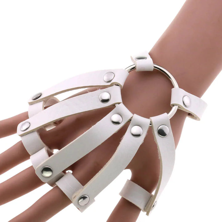 Steampunk Finger PU Leather Cuff Bracelet distinctive