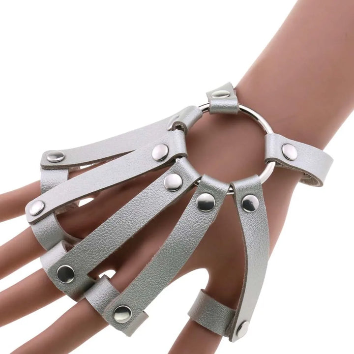 Steampunk Finger PU Leather Cuff Bracelet premium