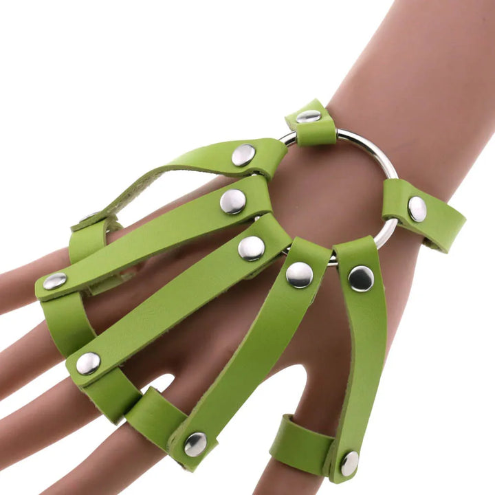 Steampunk Finger PU Leather Cuff Bracelet rugged