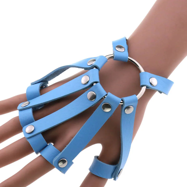 Steampunk Finger PU Leather Cuff Bracelet statement