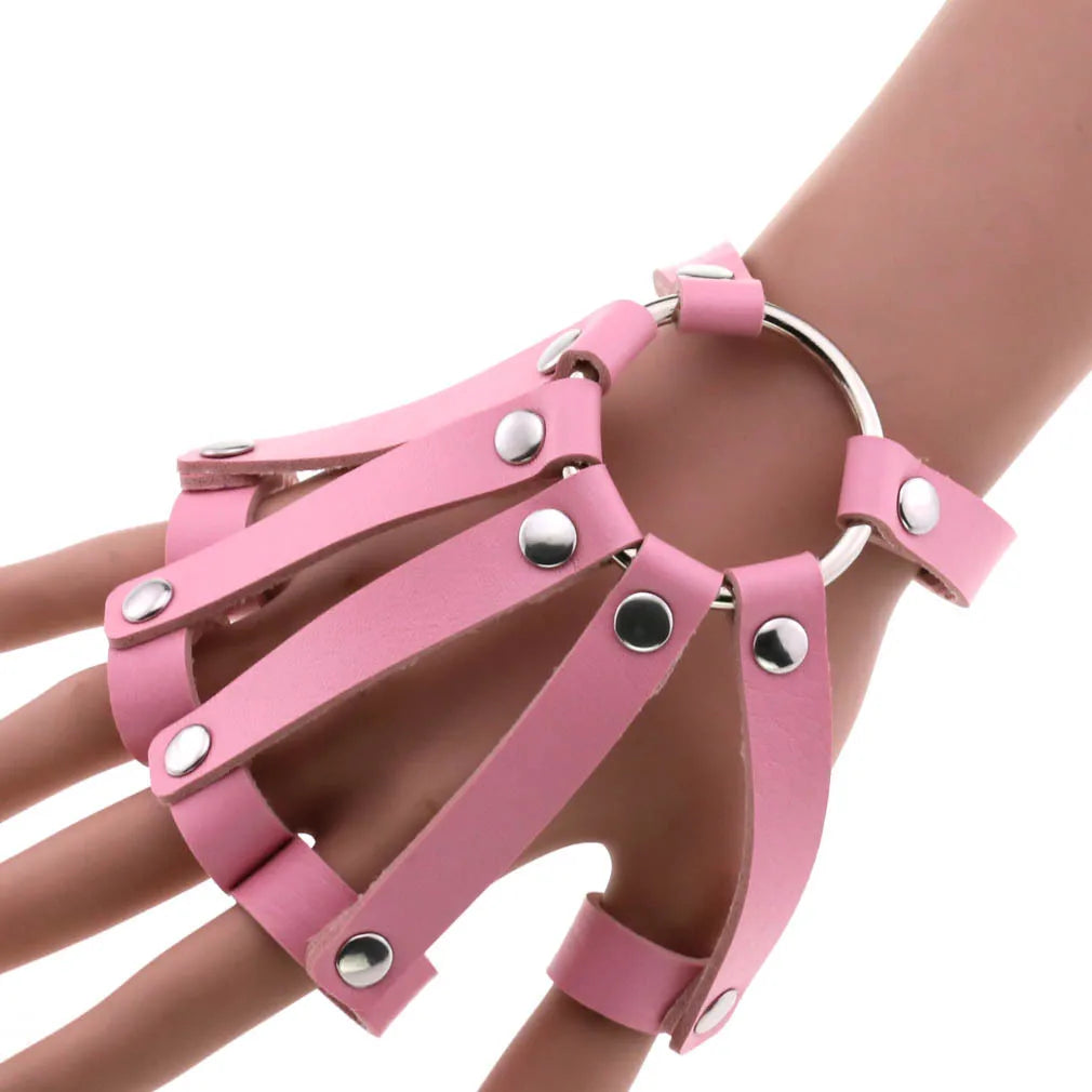Steampunk Finger PU Leather Cuff Bracelet stylish
