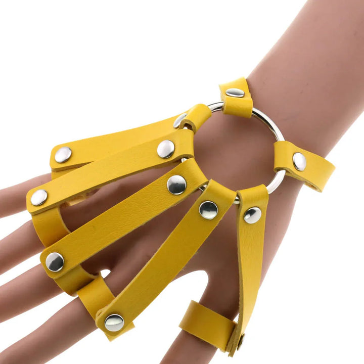 Steampunk Finger PU Leather Cuff Bracelet unique