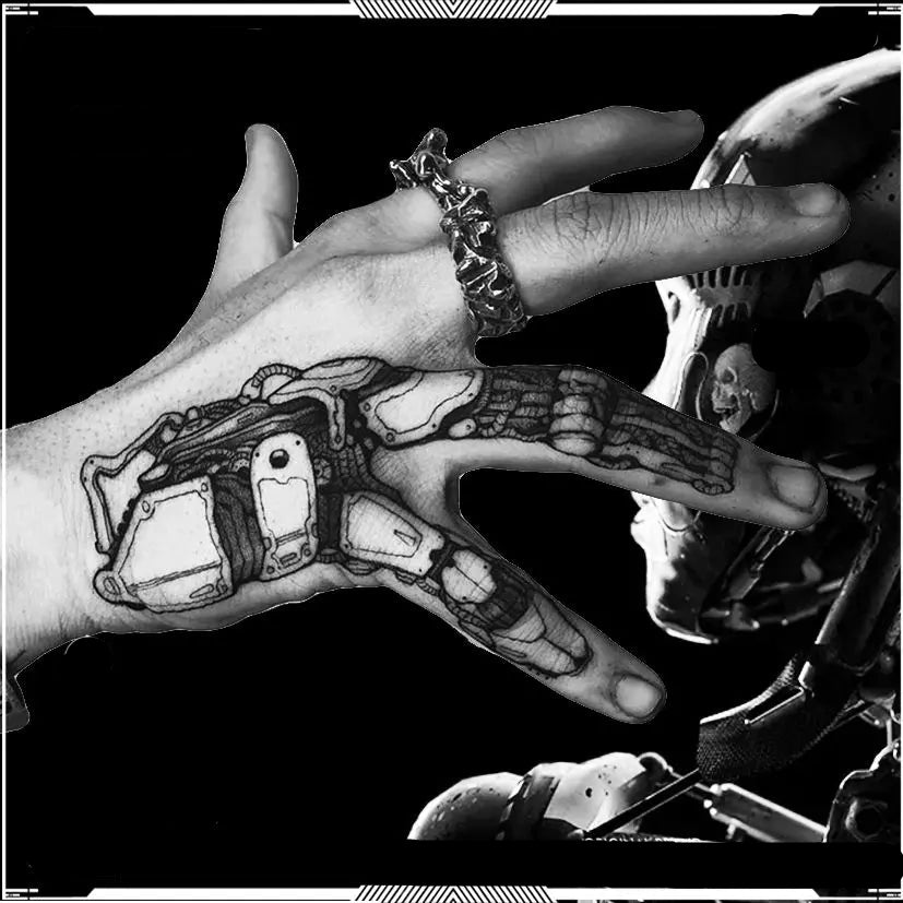 Steampunk Finger Tattoo For Couples