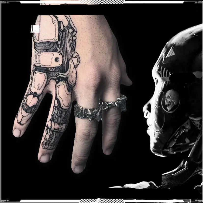 Steampunk Finger Tattoo For Couples chic