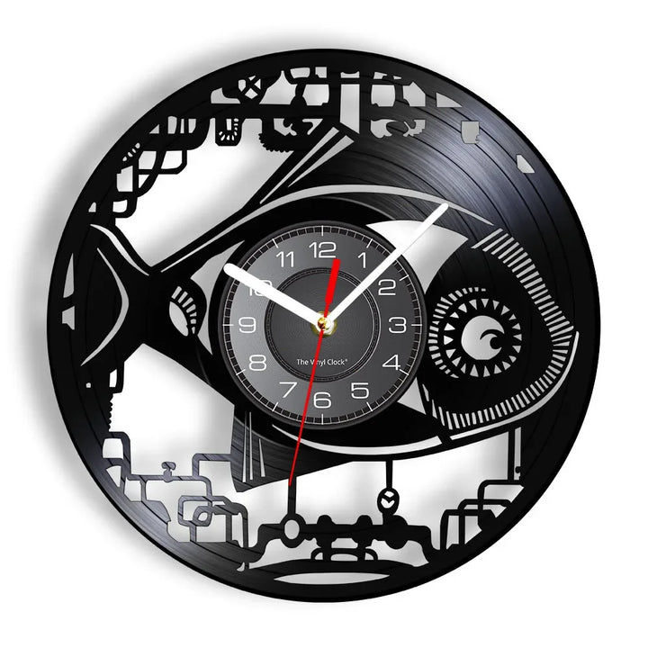 Steampunk Fish Clock Black