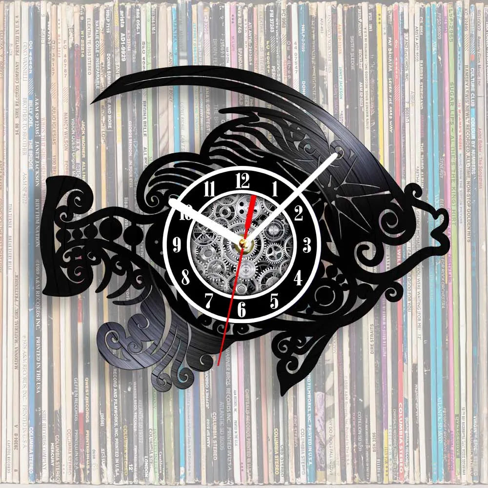 Steampunk Fish Vinyl Wall Clock
