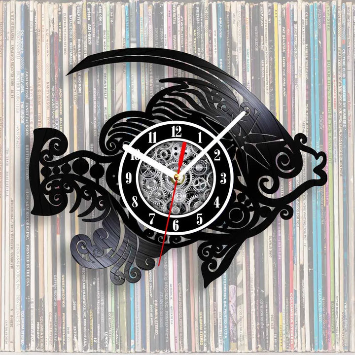Steampunk Fish Vinyl Wall Clock