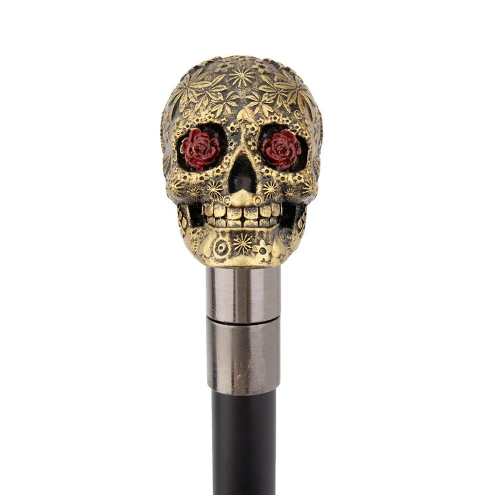 Steampunk Flower Skull Cane floral