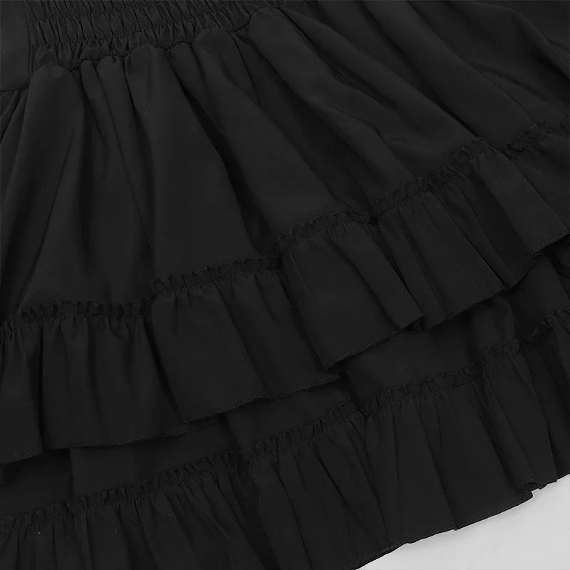 Steampunk Frilly Midi Skirt With Lacing chic