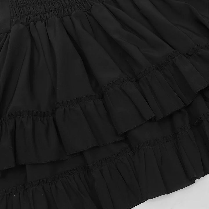 Steampunk Frilly Midi Skirt With Lacing chic