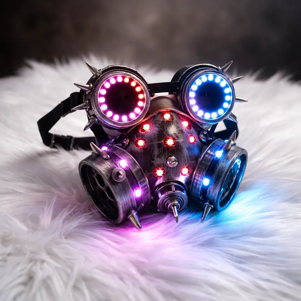 Steampunk Gas Mask with Goggles LED