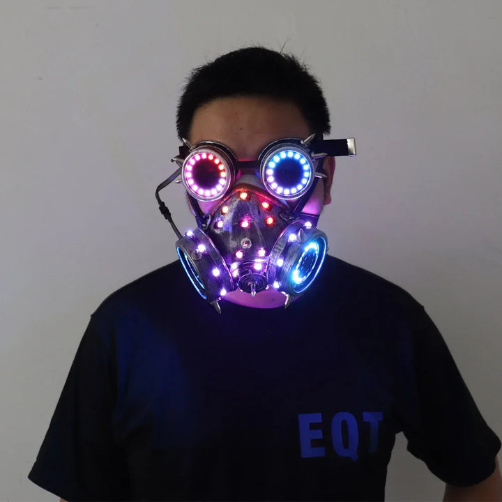 Steampunk Gas Mask with Goggles LED Stylish