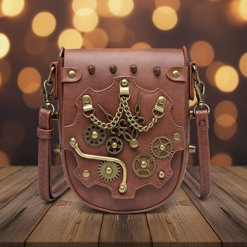 Steampunk Gear Shoulder Bag With Chain chic