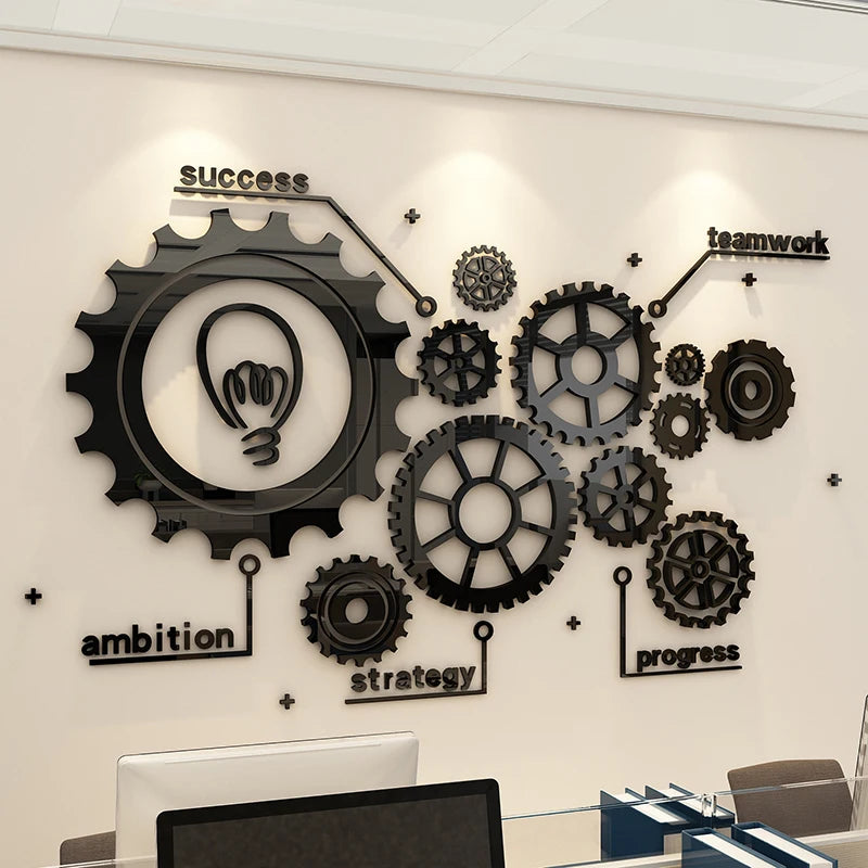 Steampunk Gear Wall Art Stickers Black