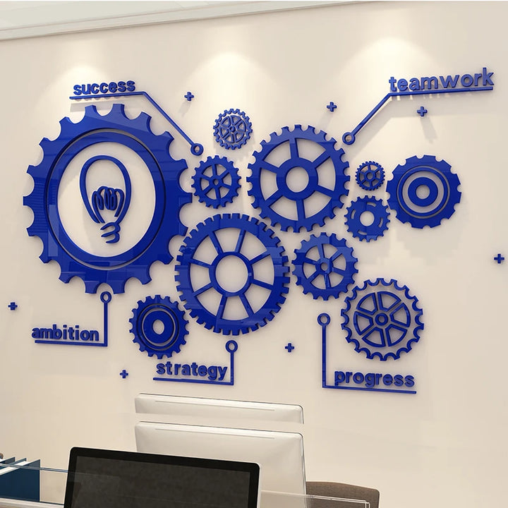 Steampunk Gear Wall Art Stickers Blue