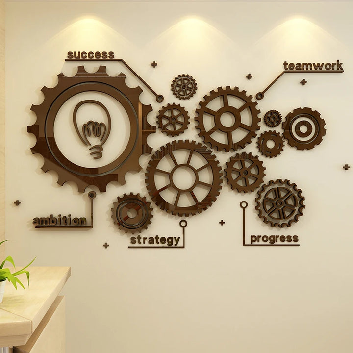 Steampunk Gear Wall Art Stickers Brown
