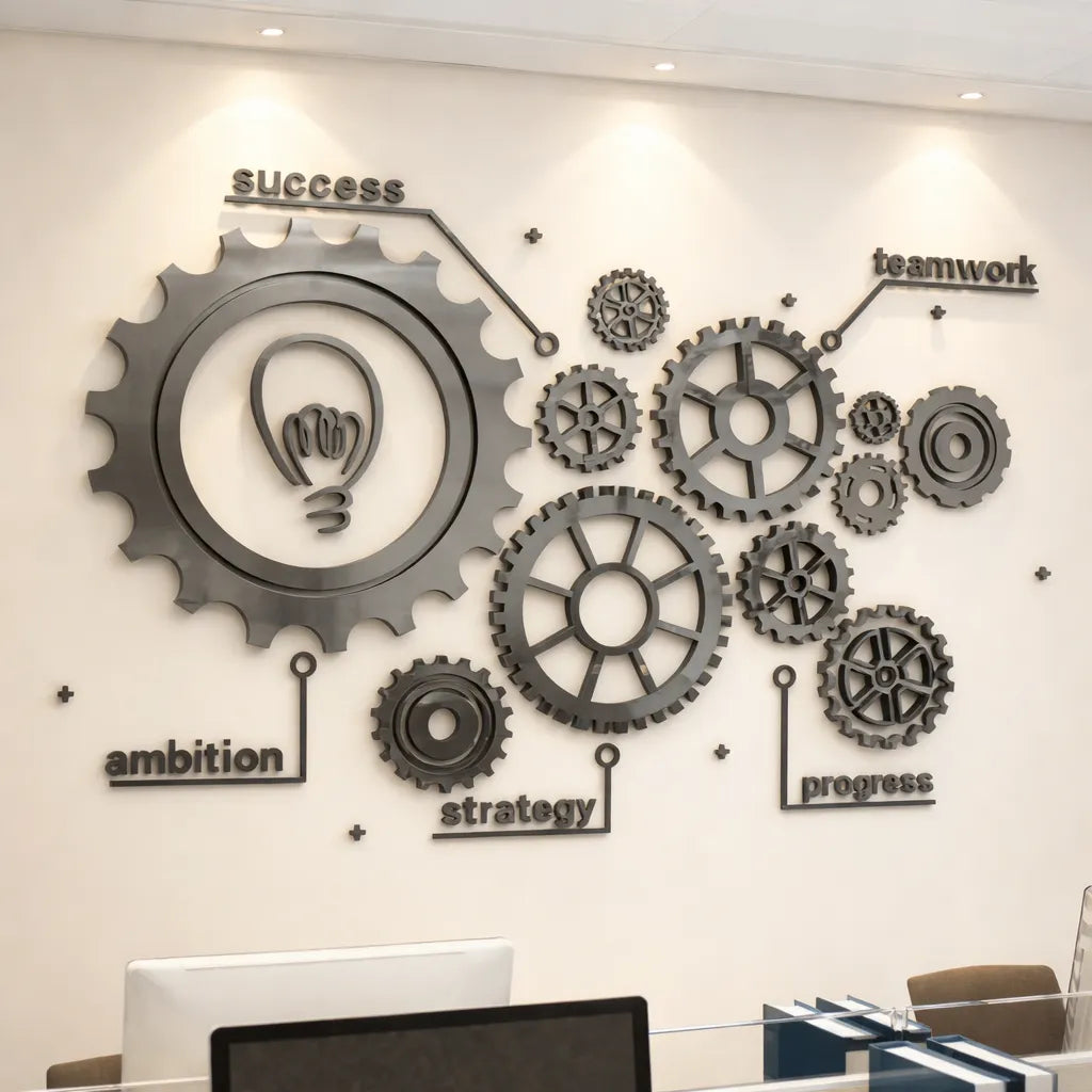 Steampunk Gear Wall Art Stickers Grey