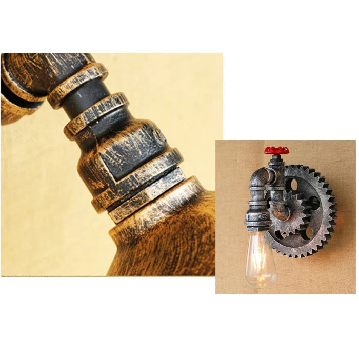 Steampunk Gear Wall Lamp Gold