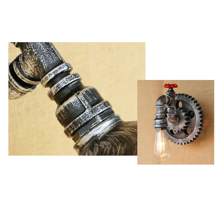 Steampunk Gear Wall Lamp Silver