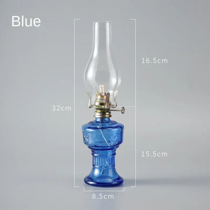 Steampunk Glass Oil Lantern blue