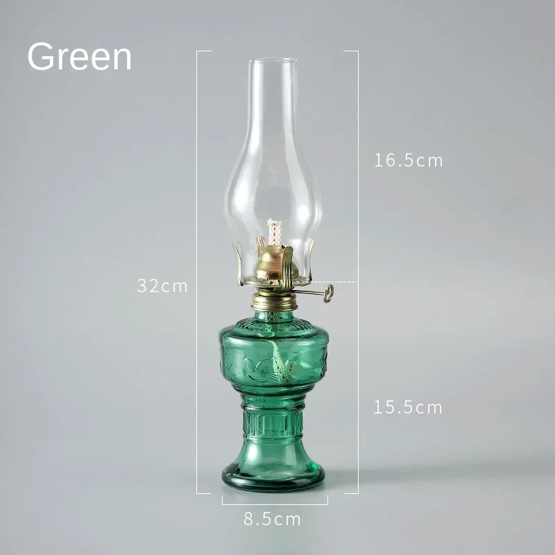 Steampunk Glass Oil Lantern green