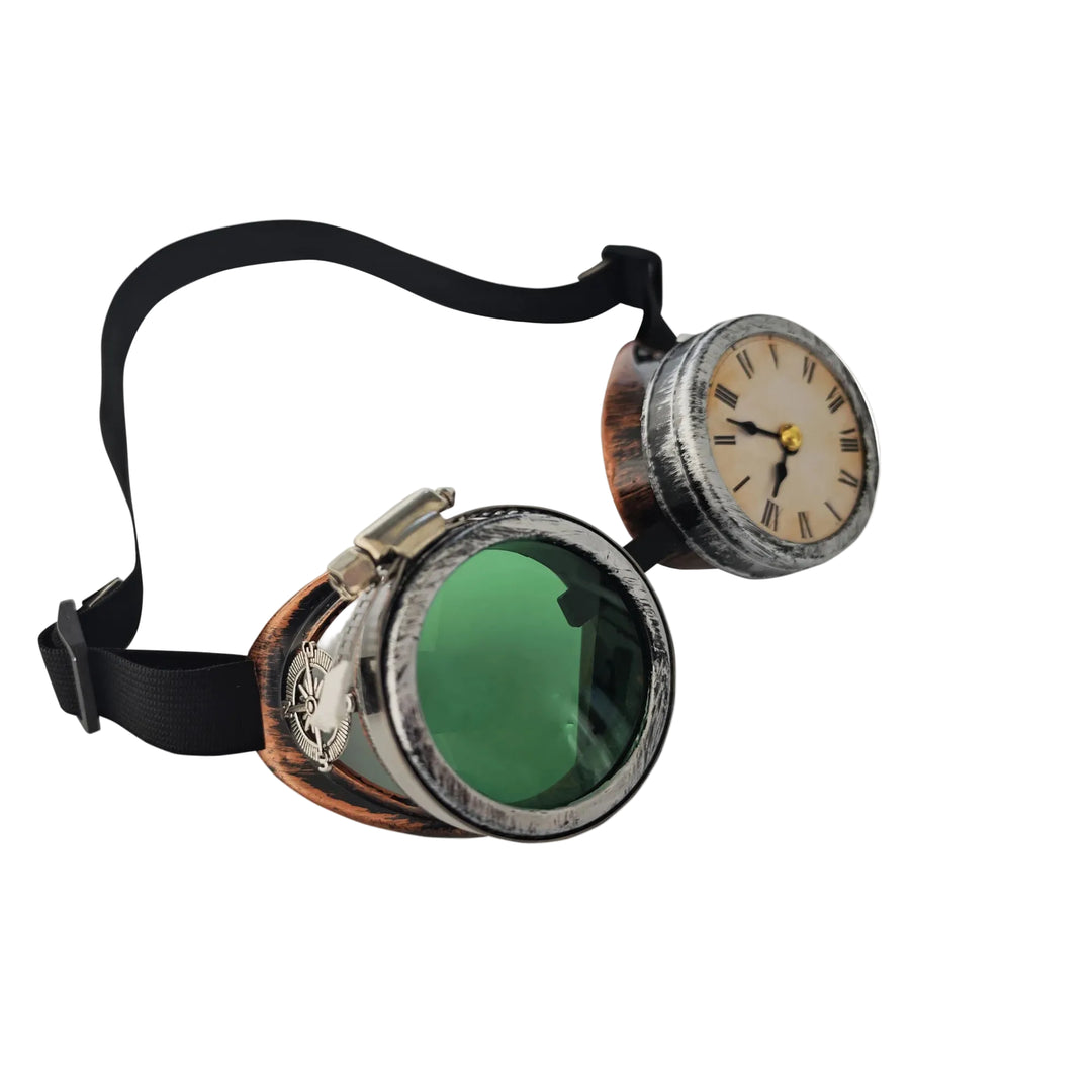 Steampunk Goggles with Clock Green