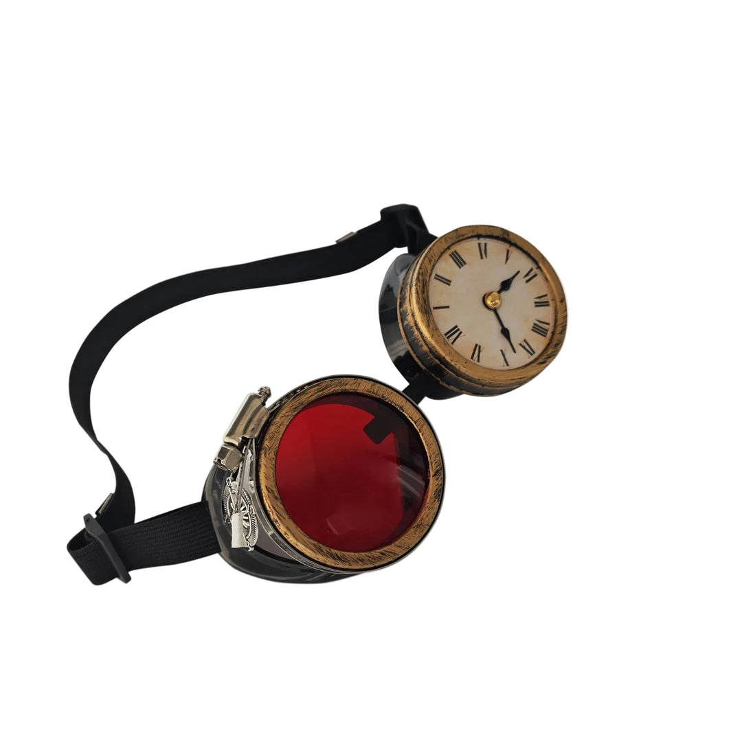 Steampunk Goggles with Clock Red