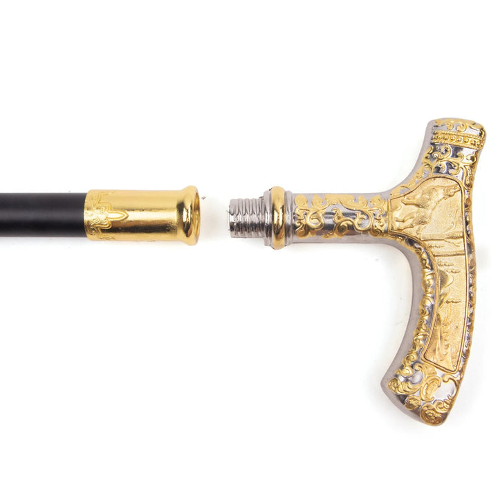 Steampunk Golden Wolf Cane durable