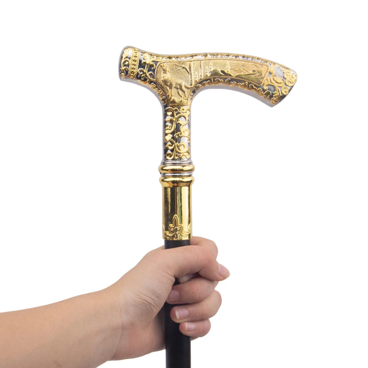 Steampunk Golden Wolf Cane unique