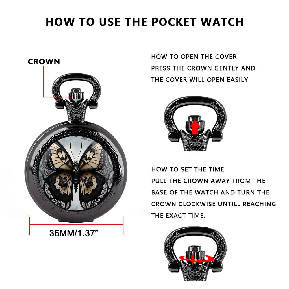 Steampunk Gothic Butterfly Pocket Watch artistic