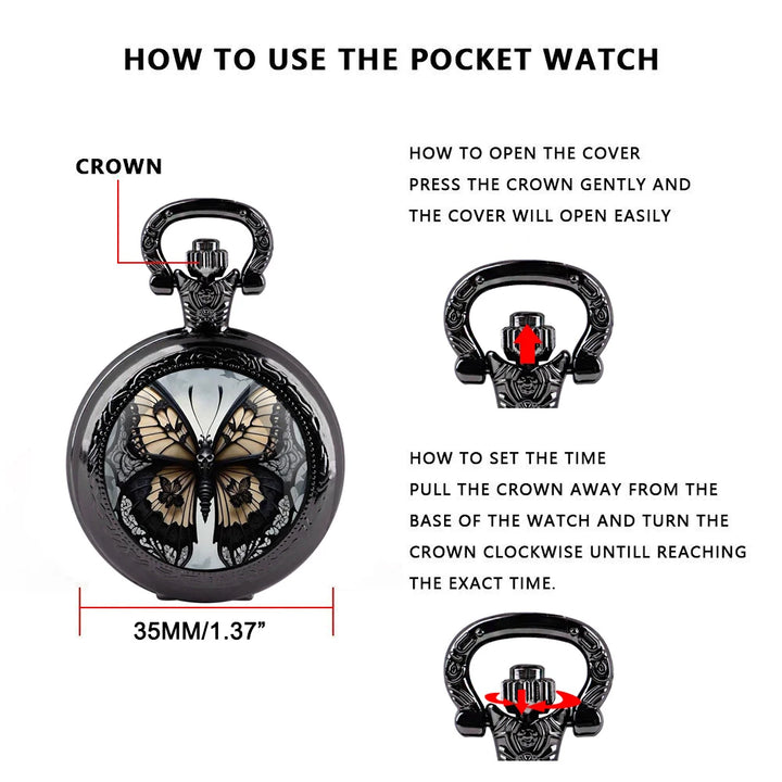 Steampunk Gothic Butterfly Pocket Watch artistic