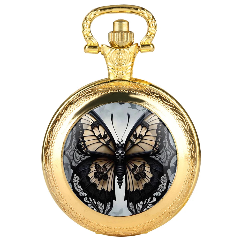 Steampunk Gothic Butterfly Pocket Watch decorative