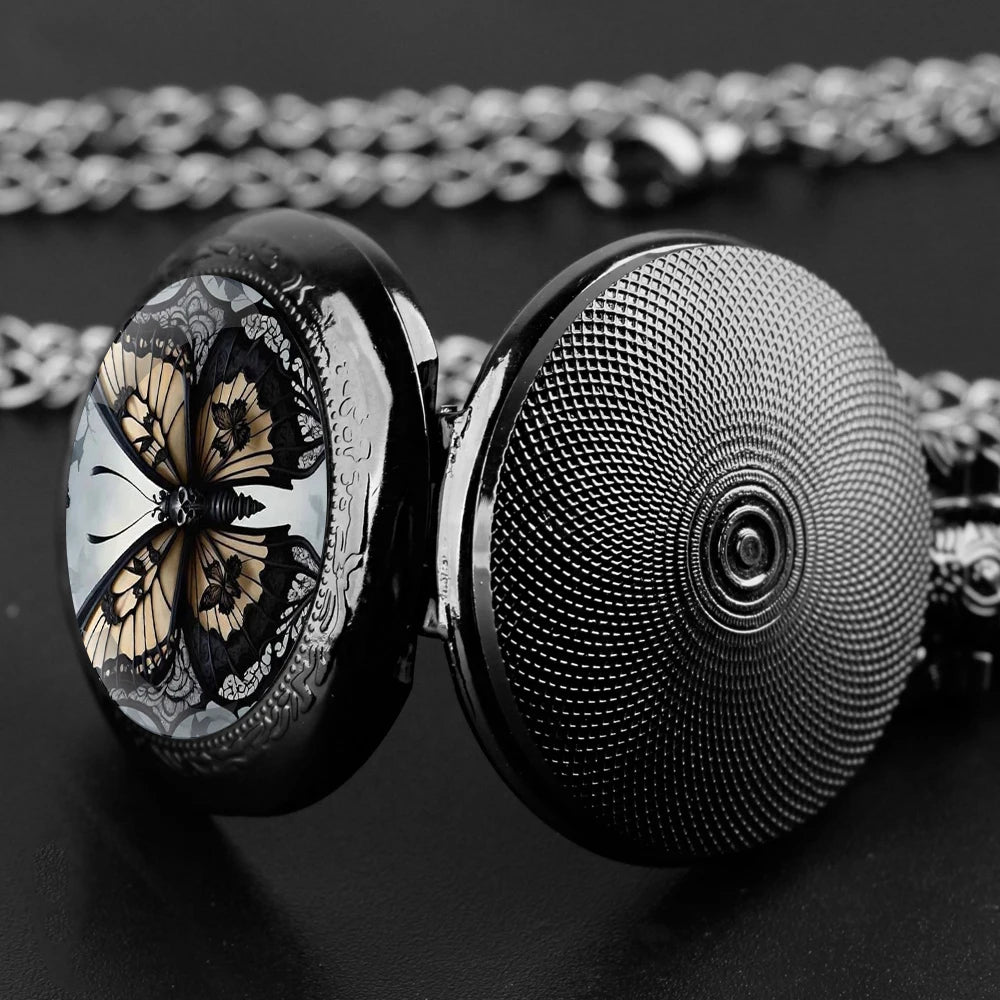 Steampunk Gothic Butterfly Pocket Watch ornate