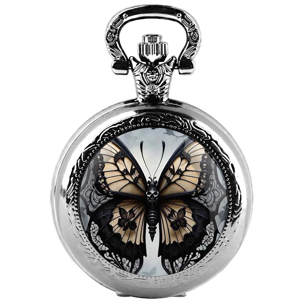 Steampunk Gothic Butterfly Pocket Watch premium